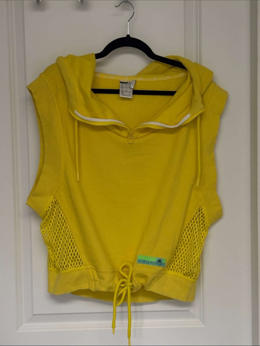 Adidas by Stella McCartney Yellow Sleeveless Hooded Crop Sweatshirt